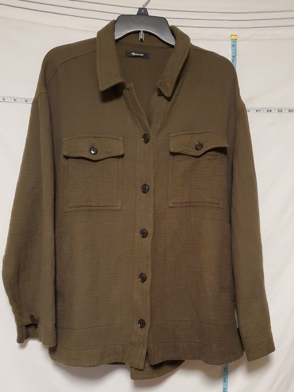 Madewell Branner Jacket Shacket Cotton Olive Green MClassic Cozy Fall Layering